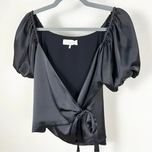 WAYF Faux Wrap Puff Sleeve Blouse - Picture 3 of 11